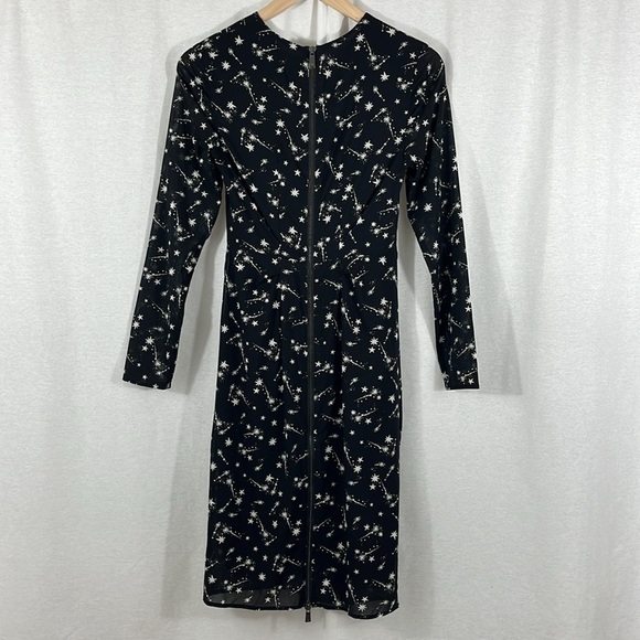Whistles Phoebe Constellation Star Silk Blend Bodycon Black Dress Womens Size 2 - Picture 2 of 11